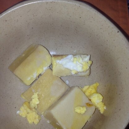 卵が炒り卵になってしまいましたが、高野豆腐はだしが染みて美味しかったです。
